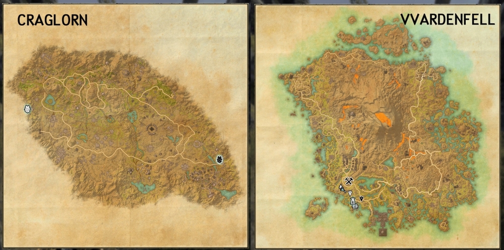 Эти карты выполнены в разном масштабе, на самом деле Морровинд в несколько раз больше Краглорна